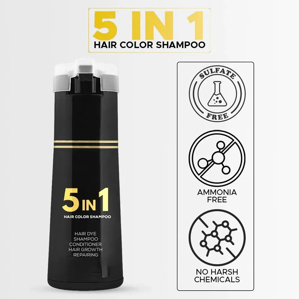 5 IN 1 HAIR COLOR SHAMPOO WITH KERATIN, OLIVE OIL & VITAMIN E