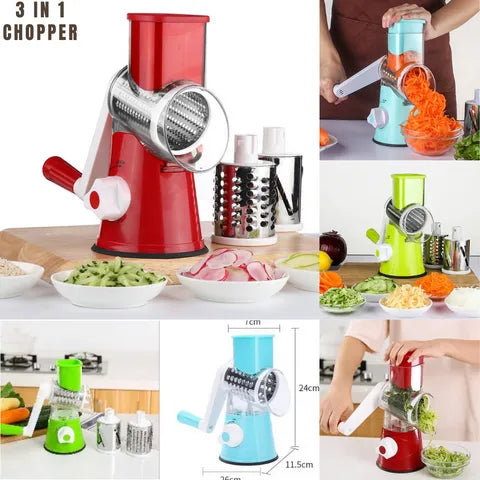 3 IN 1 ROTARY GRATER VEGETABLE SLICER