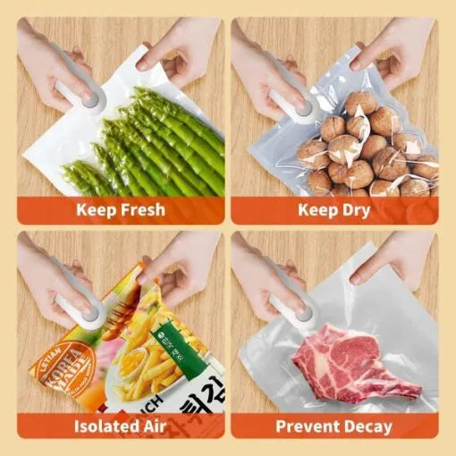 Portable Food Bag Sealer and Cutter – USB Rechargeable, Mini Snack Bag Sealer – Heat Sealing Random Color